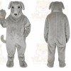 Gray Dog Mascot Costume with Custom Logo