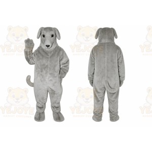 Gray Dog Mascot Costume with Custom Logo