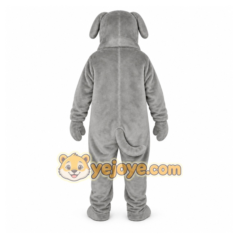 Gray Dog Mascot Costume with Custom Logo