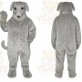 Gray Dog Mascot Costume with Custom Logo