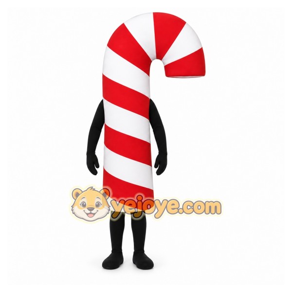 Red Candy Cane Mascot Costume with Custom Logo Red Candy Cane Mascot Costume with Custom Logo