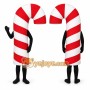 Red Candy Cane Mascot Costume with Custom Logo