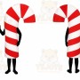 Red Candy Cane Mascot Costume with Custom Logo
