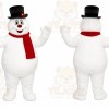 White Snowman Mascot Costume with Custom Logo