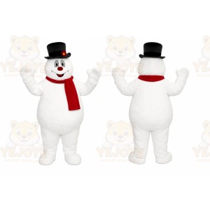White Snowman Mascot Costume with Custom Logo