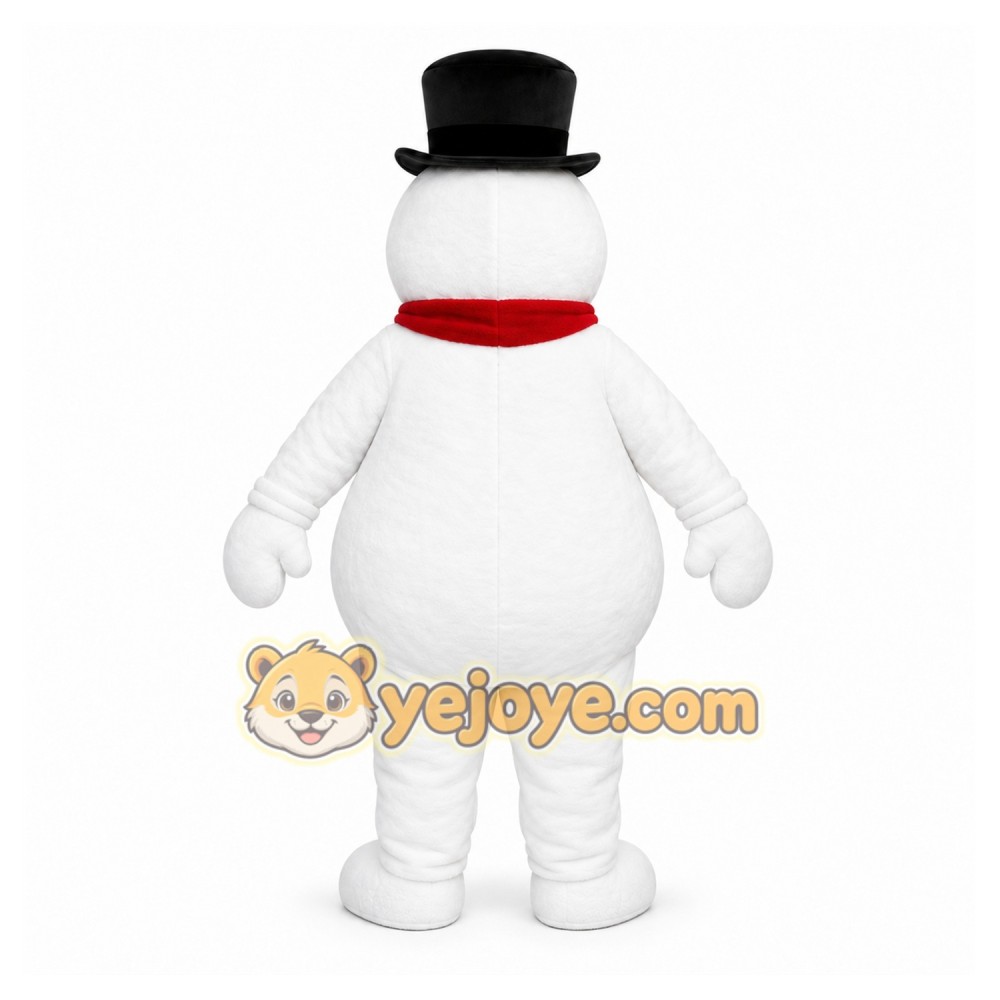 White Snowman Mascot Costume with Custom Logo