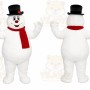 White Snowman Mascot Costume with Custom Logo
