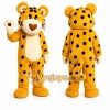 Yellow Spotted Big Cat Mascot Costume with Custom Logo