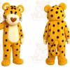 Yellow Tiger Mascot Costume with Custom Logo