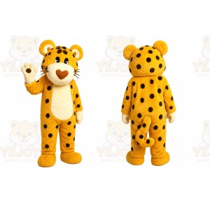 Yellow Tiger Mascot Costume with Custom Logo