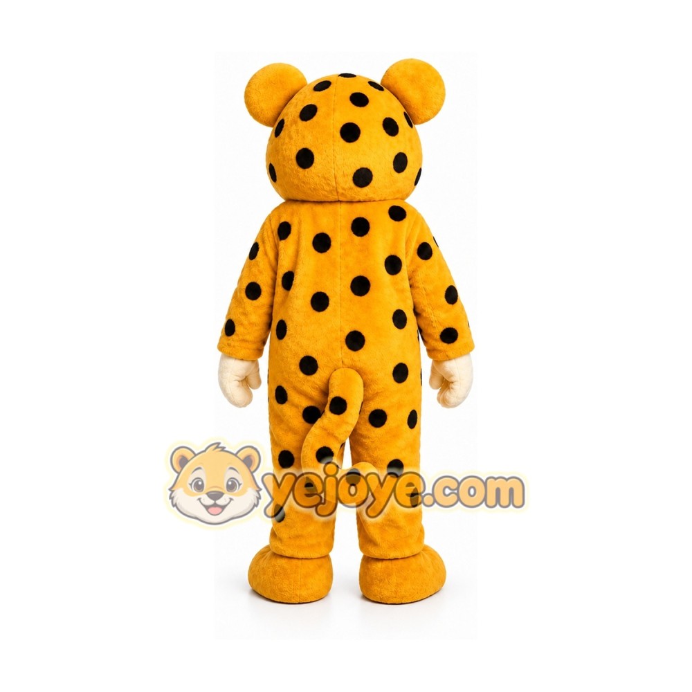 Yellow Spotted Big Cat Mascot Costume with Custom Logo