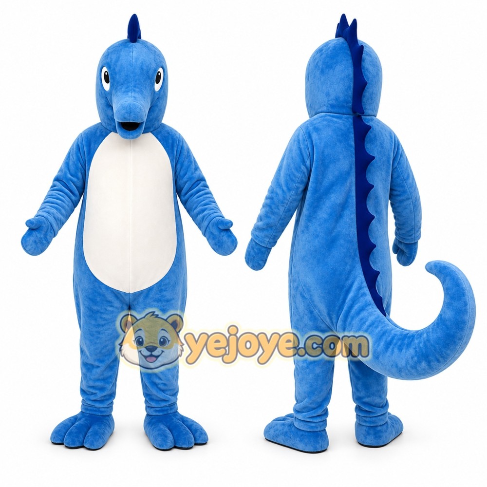 Blue Dinosaur Mascot Costume with Custom Logo Blue Dinosaur Mascot Costume with Custom Logo
