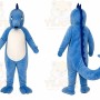 Blue Dinosaur Mascot Costume with Custom Logo