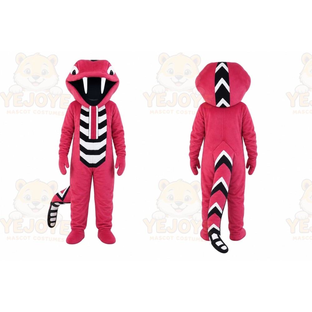 Red Snake Mascot Costume with Custom Logo