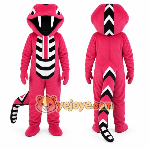 Red Snake Mascot Costume with Custom Logo