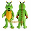 Green Dragon Mascot Costume with Custom Logo