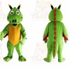 Green Dragon Mascot Costume with Custom Logo