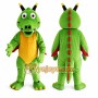 Green Dragon Mascot Costume with Custom Logo