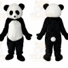 Black Panda Mascot Costume with Custom Logo