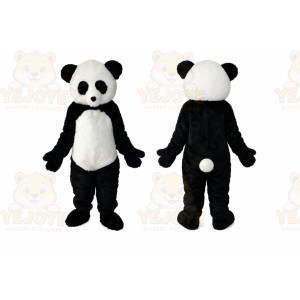 Black Panda Mascot Costume with Custom Logo