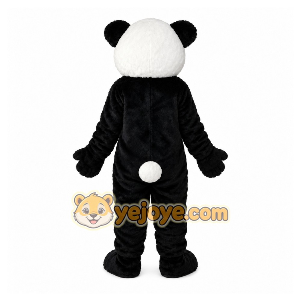 Black Panda Mascot Costume with Custom Logo Black Panda Mascot Costume with Custom Logo