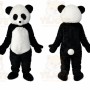 Black Panda Mascot Costume with Custom Logo