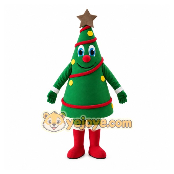 Green Christmas Tree Mascot Costume with Custom Logo Green Christmas Tree Mascot Costume with Custom Logo