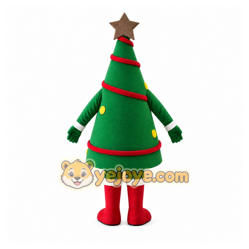 Green Christmas Tree Mascot Costume with Custom Logo Green Christmas Tree Mascot Costume with Custom Logo