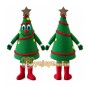 Green Christmas Tree Mascot Costume with Custom Logo