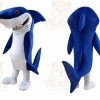 Blue Shark Mascot Costume with Custom Logo