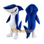 Blue Shark Mascot Costume with Custom Logo