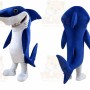 Blue Shark Mascot Costume with Custom Logo
