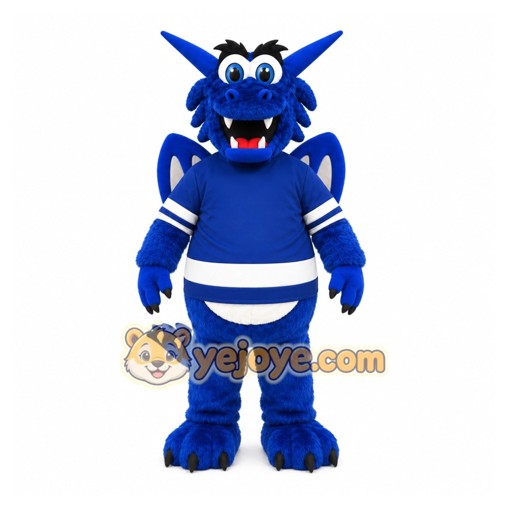 Blue Dragon Mascot Costume with Custom Logo Blue Dragon Mascot Costume with Custom Logo