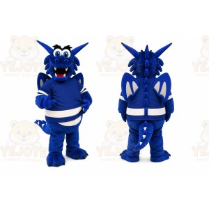 Blue Dragon Mascot Costume with Custom Logo