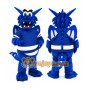 Blue Dragon Mascot Costume with Custom Logo