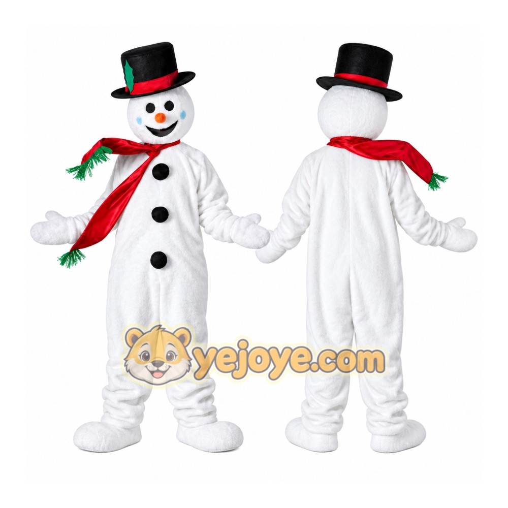 White Snowman Mascot Costume with Custom Logo White Snowman Mascot Costume with Custom Logo