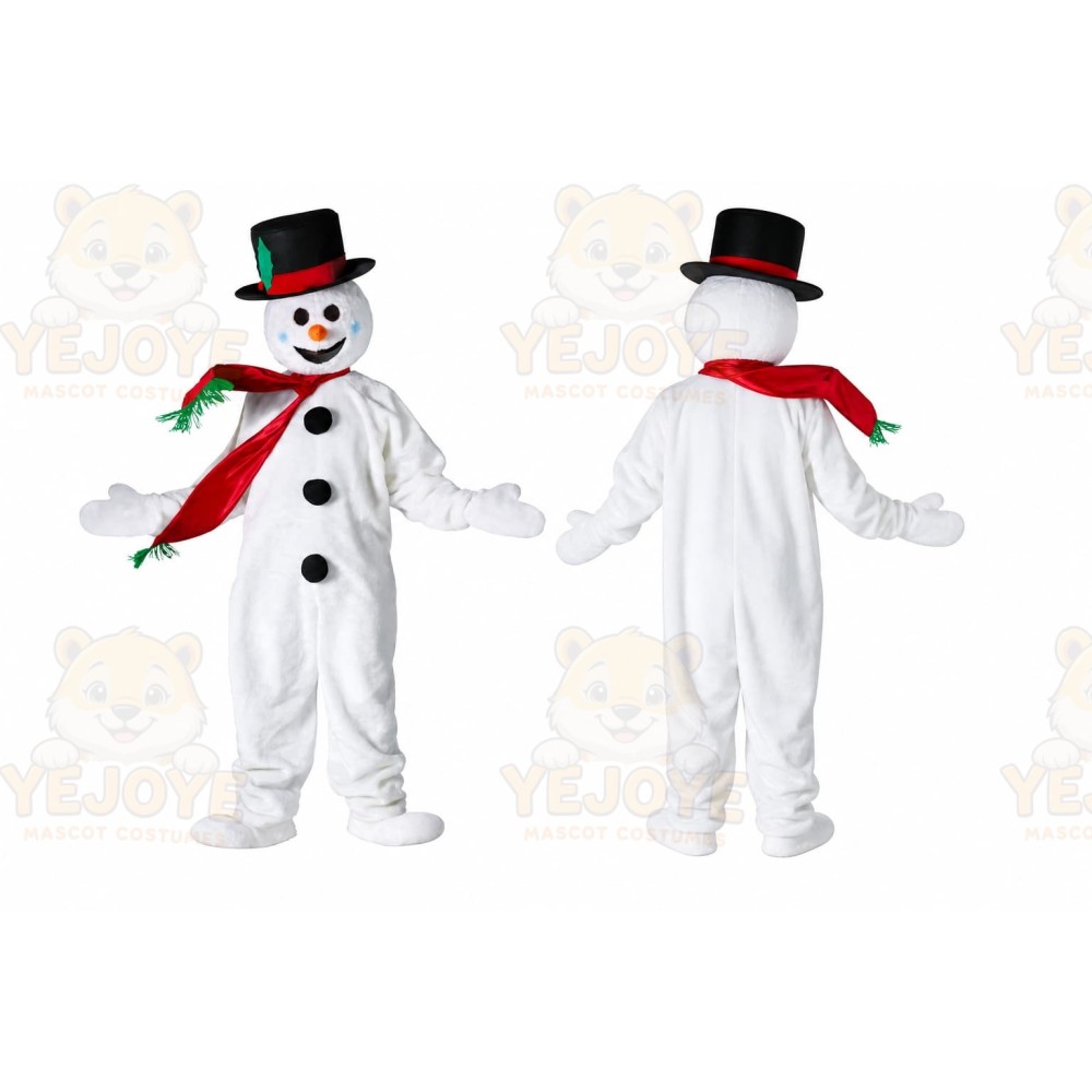 White Snowman Mascot Costume with Custom Logo