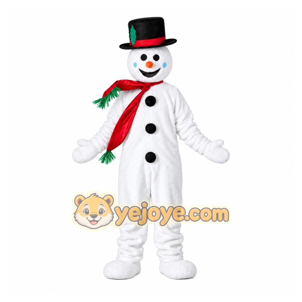 White Snowman Mascot Costume with Custom Logo White Snowman Mascot Costume with Custom Logo