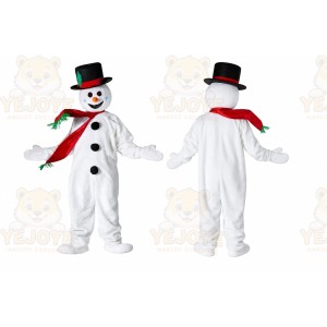 White Snowman Mascot Costume with Custom Logo