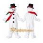 White Snowman Mascot Costume with Custom Logo