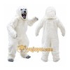 White Bear Mascot Costume with Custom Logo