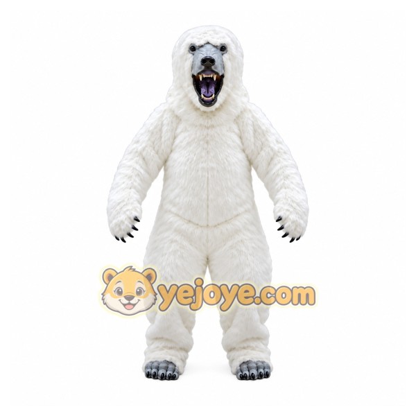 White Bear Mascot Costume with Custom Logo