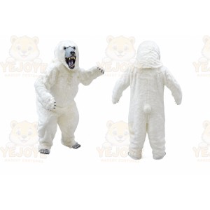 White Bear Mascot Costume with Custom Logo