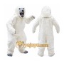 White Bear Mascot Costume with Custom Logo