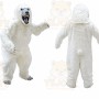 White Bear Mascot Costume with Custom Logo
