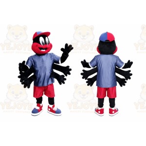 Black Spider Mascot Costume with Custom Logo