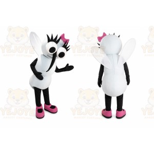 White Fly Mascot Costume with Custom Logo