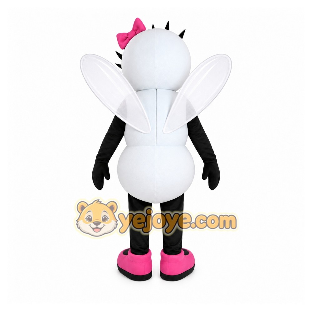 White Fly Mascot Costume with Custom Logo