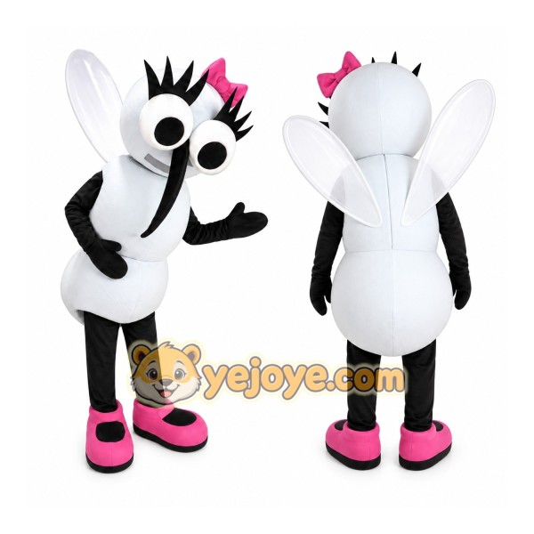 White Fly Mascot Costume with Custom Logo
