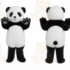 Black Panda Mascot Costume with Custom Logo